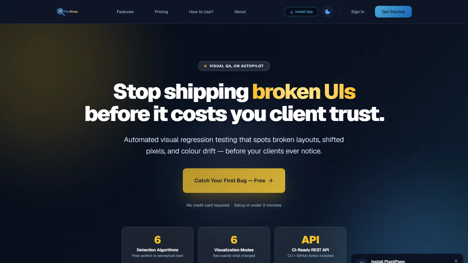 Pixellpeep UI testing software — visual regression
